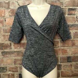 Heather gray wrap bodysuit